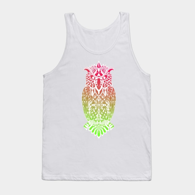 the magical owl in mandala in line art wallpaper ecopop love Tank Top by jorge_lebeau